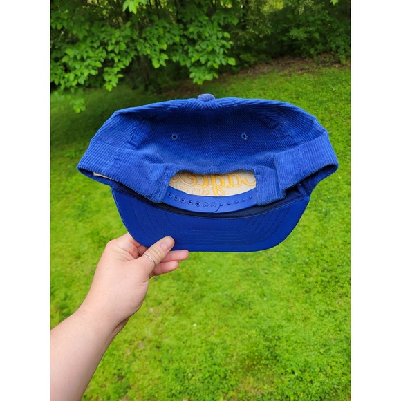 Lot of (2) Vintage Corduroy Sports Snapback Hats Yupoong Blue Red - Picture 4 of 5